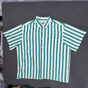 Vintage Bonhomme USA Green Stripe Button Shirt XL
